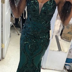 Emerald Green Sequenced Gown